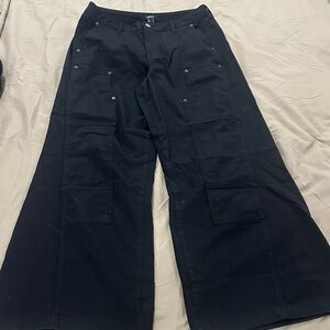 Black Cargo Wide Leg Pants